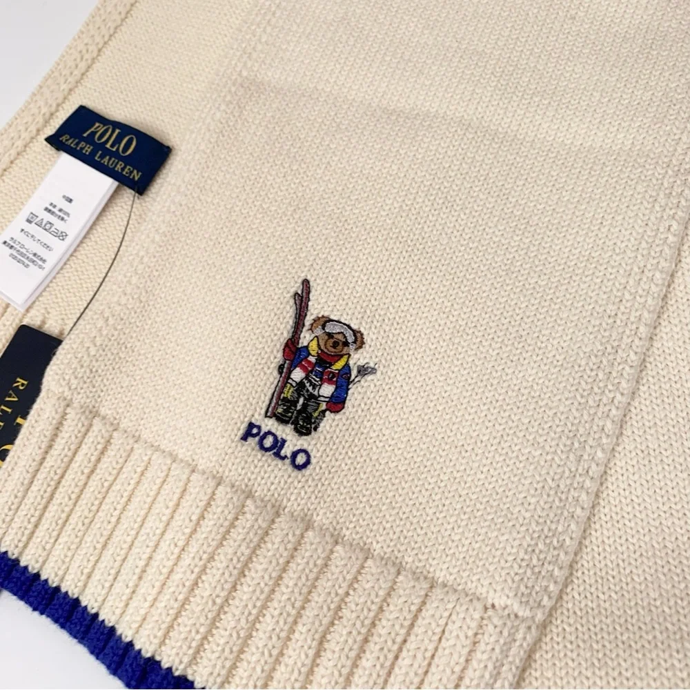 Hold Ralph Lauren polo bear embroidered scarf 100% cotton